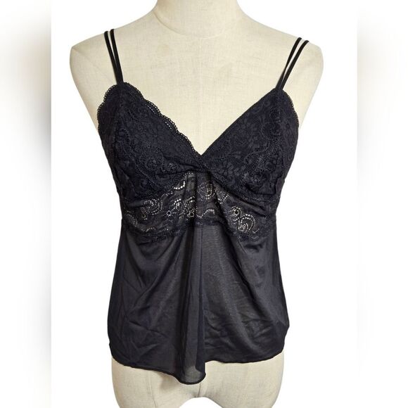 Vassarette Black Lace Camisole Top XL - Picture 1 of 6